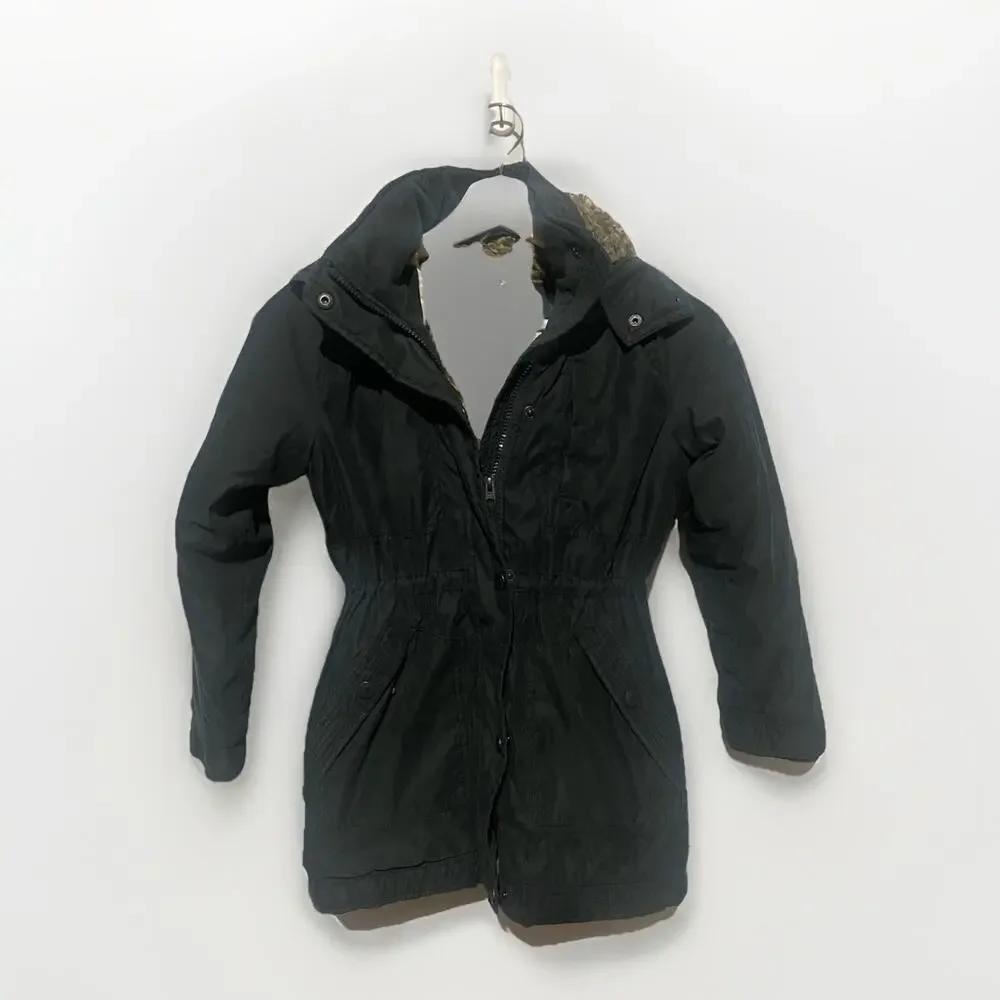 Abercrombie A&F Kids Winter Coat Parka Black Faux Fur‎ Hooded Jacket Girls 9/10